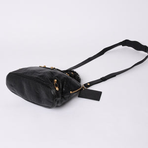BALENCIAGA Classic Bowling Bag 2WAY Shoulder Bag 390154 Navy Gold Hardware Good Condition Used 4a000041