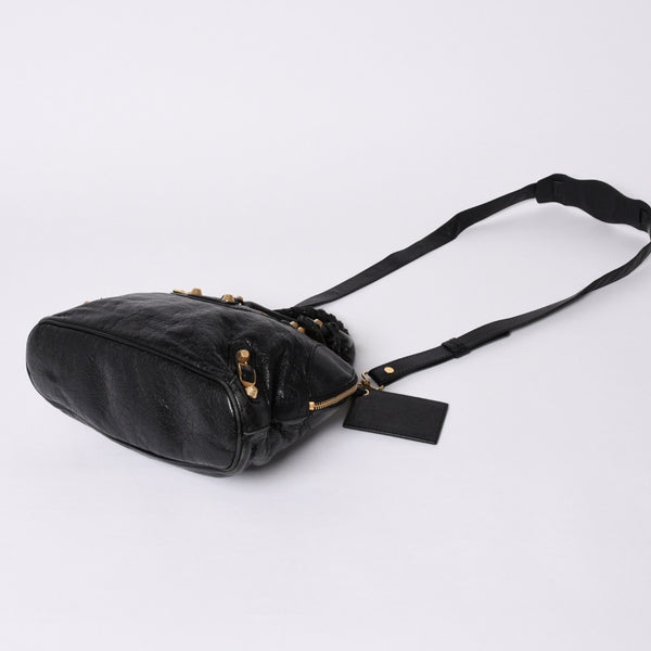 BALENCIAGA Classic Bowling Bag 2WAY Shoulder Bag 390154 Navy Gold Hardware Good Condition Used 4a000041