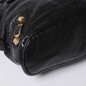 BALENCIAGA Classic Bowling Bag 2WAY Shoulder Bag 390154 Navy Gold Hardware Good Condition Used 4a000041