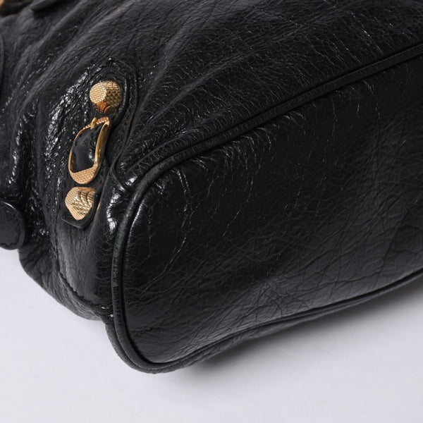 BALENCIAGA Classic Bowling Bag 2WAY Shoulder Bag 390154 Navy Gold Hardware Good Condition Used 4a000041