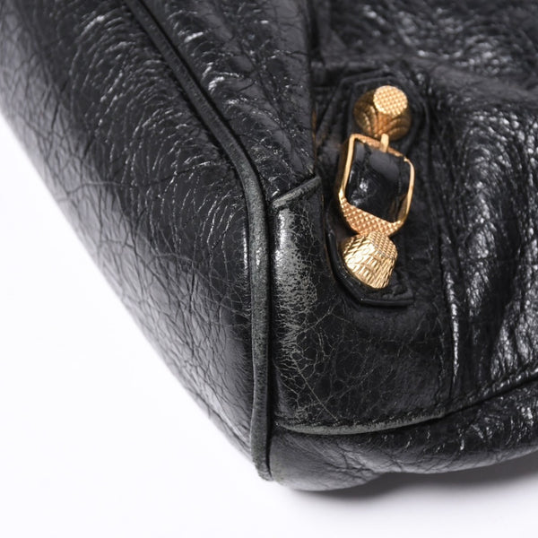 BALENCIAGA Classic Bowling Bag 2WAY Shoulder Bag 390154 Navy Gold Hardware Good Condition Used 4a000041