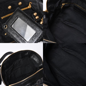 BALENCIAGA Classic Bowling Bag 2WAY Shoulder Bag 390154 Navy Gold Hardware Good Condition Used 4a000041