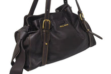 Load image into Gallery viewer, MIUMIU ミュウミュウ サイドリボン ハンドバッグ トートバッグ ブラウン レザー ゴールド金具 美品 中古 4b000150