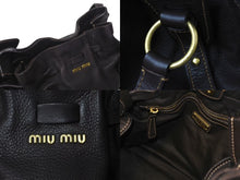 Load image into Gallery viewer, MIUMIU ミュウミュウ サイドリボン ハンドバッグ トートバッグ ブラウン レザー ゴールド金具 美品 中古 4b000150
