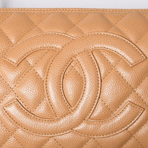 Like new CHANEL Moon Viewing One Shoulder Bag Pouch Caviar Skin No. 9 Beige Used 4a000151