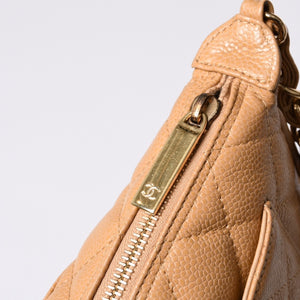 Like new CHANEL Moon Viewing One Shoulder Bag Pouch Caviar Skin No. 9 Beige Used 4a000151