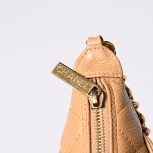 Like new CHANEL Moon Viewing One Shoulder Bag Pouch Caviar Skin No. 9 Beige Used 4a000151