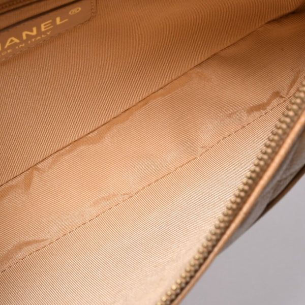 Like new CHANEL Moon Viewing One Shoulder Bag Pouch Caviar Skin No. 9 Beige Used 4a000151