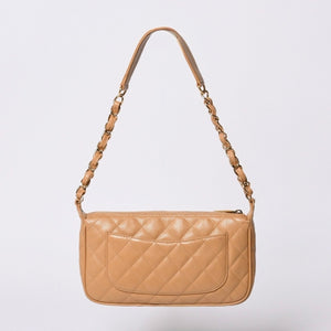 Like new CHANEL Moon Viewing One Shoulder Bag Pouch Caviar Skin No. 9 Beige Used 4a000151