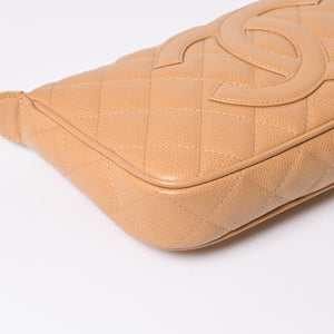 Like new CHANEL Moon Viewing One Shoulder Bag Pouch Caviar Skin No. 9 Beige Used 4a000151
