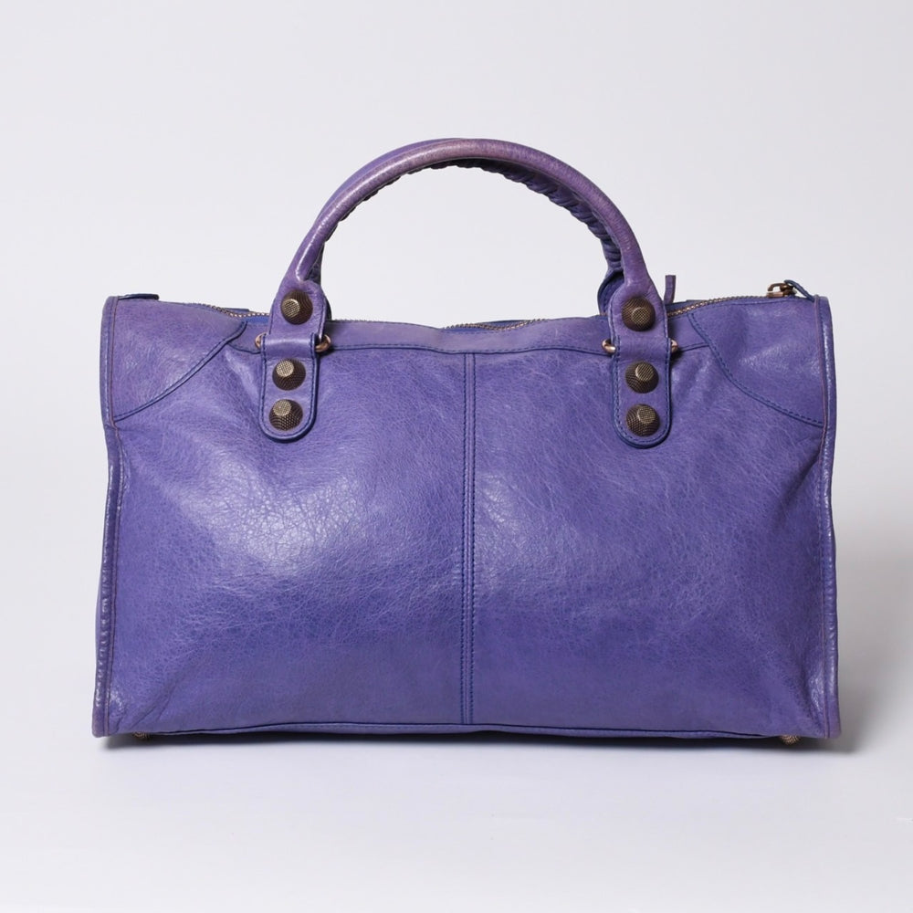 BALENCIAGA バレンシアガ ジャイアントワーク ハンドバッグ パープル レザー 173080 D94JO 美品 中古 4a000064