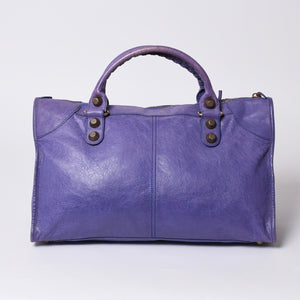 BALENCIAGA Giant Work Handbag Purple Leather 173080 D94JO Good Condition Used 4a000064