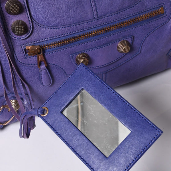BALENCIAGA Giant Work Handbag Purple Leather 173080 D94JO Good Condition Used 4a000064