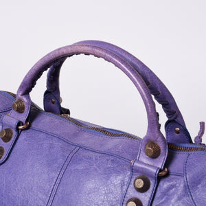 BALENCIAGA Giant Work Handbag Purple Leather 173080 D94JO Good Condition Used 4a000064