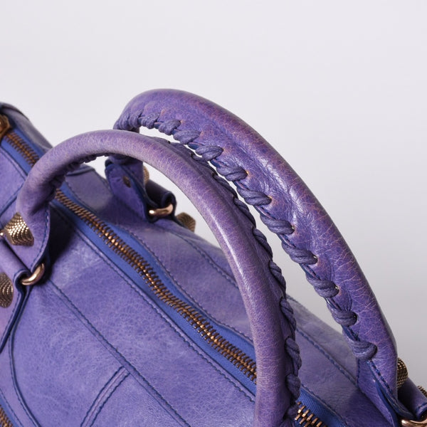 BALENCIAGA Giant Work Handbag Purple Leather 173080 D94JO Good Condition Used 4a000064