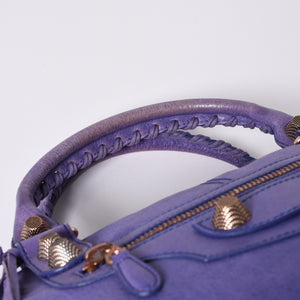 BALENCIAGA Giant Work Handbag Purple Leather 173080 D94JO Good Condition Used 4a000064