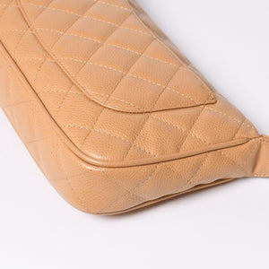 Like new CHANEL Moon Viewing One Shoulder Bag Pouch Caviar Skin No. 9 Beige Used 4a000151