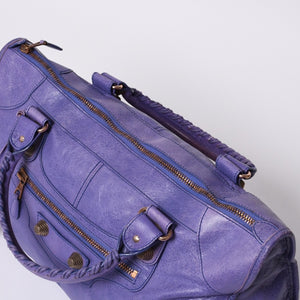 BALENCIAGA Giant Work Handbag Purple Leather 173080 D94JO Good Condition Used 4a000064