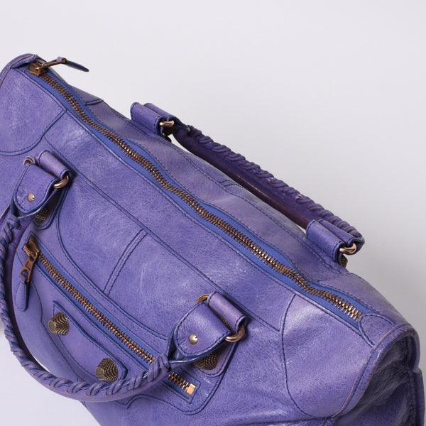 BALENCIAGA Giant Work Handbag Purple Leather 173080 D94JO Good Condition Used 4a000064
