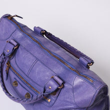 画像をギャラリービューアに読み込む, BALENCIAGA バレンシアガ ジャイアントワーク ハンドバッグ パープル レザー 173080 D94JO 美品 中古 4a000064