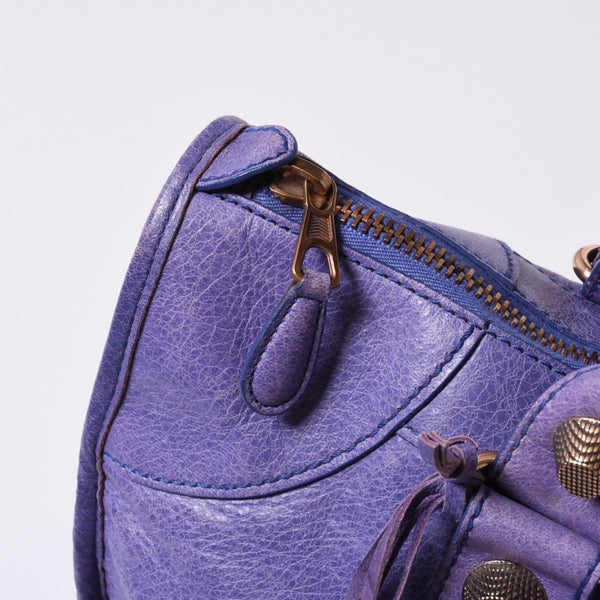 BALENCIAGA Giant Work Handbag Purple Leather 173080 D94JO Good Condition Used 4a000064