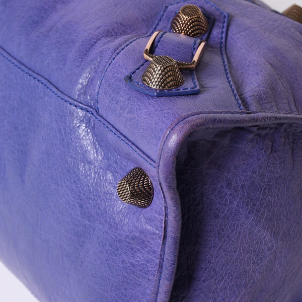 BALENCIAGA Giant Work Handbag Purple Leather 173080 D94JO Good Condition Used 4a000064