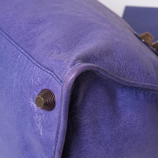 BALENCIAGA Giant Work Handbag Purple Leather 173080 D94JO Good Condition Used 4a000064