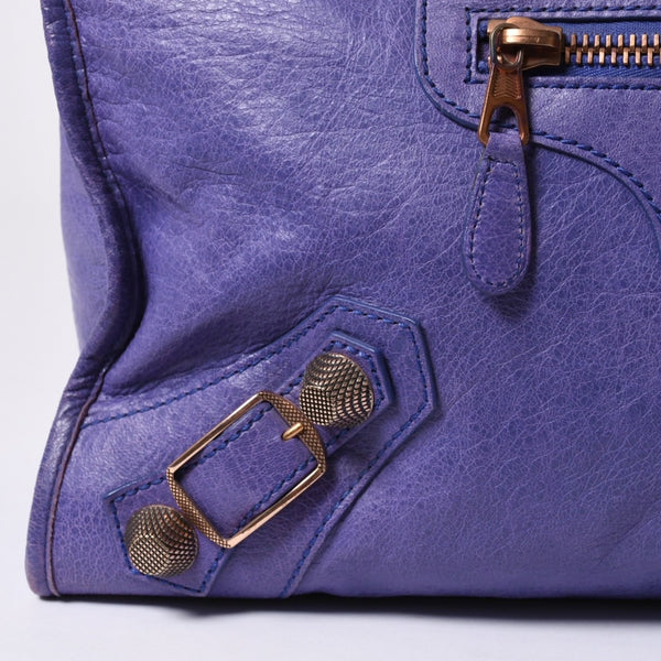 BALENCIAGA Giant Work Handbag Purple Leather 173080 D94JO Good Condition Used 4a000064