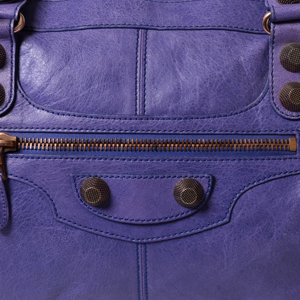 BALENCIAGA Giant Work Handbag Purple Leather 173080 D94JO Good Condition Used 4a000064