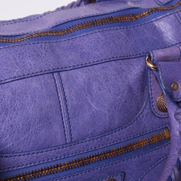 BALENCIAGA Giant Work Handbag Purple Leather 173080 D94JO Good Condition Used 4a000064