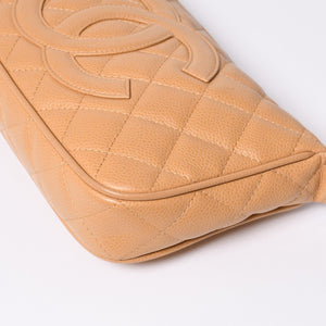 Like new CHANEL Moon Viewing One Shoulder Bag Pouch Caviar Skin No. 9 Beige Used 4a000151
