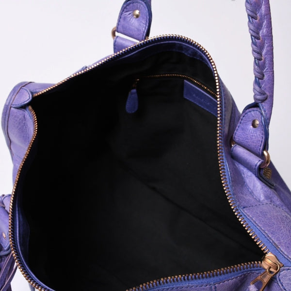 BALENCIAGA Giant Work Handbag Purple Leather 173080 D94JO Good Condition Used 4a000064