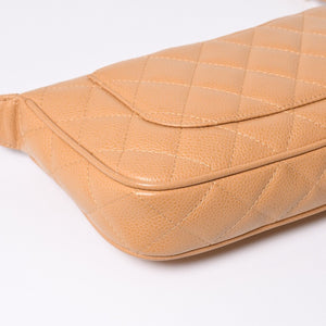 Like new CHANEL Moon Viewing One Shoulder Bag Pouch Caviar Skin No. 9 Beige Used 4a000151