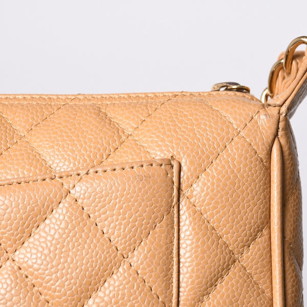 Like new CHANEL Moon Viewing One Shoulder Bag Pouch Caviar Skin No. 9 Beige Used 4a000151