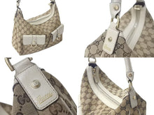 Load image into Gallery viewer, GUCCI グッチ ワンショルダーバッグ トートバッグ 153025 GGキャンバス レザー ベージュ ホワイト ゴールド金具 美品 中古 4b000152