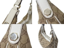 Load image into Gallery viewer, GUCCI グッチ ワンショルダーバッグ GGキャンバス レザー 153010 492715 ベージュ ホワイト ゴールド金具 美品 中古 4b000154