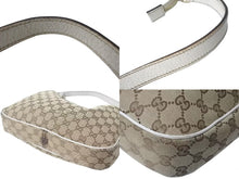 Load image into Gallery viewer, GUCCI グッチ ワンショルダーバッグ GGキャンバス レザー 153010 492715 ベージュ ホワイト ゴールド金具 美品 中古 4b000154