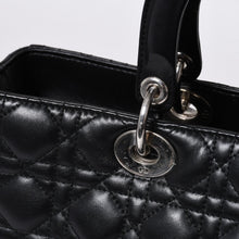 画像をギャラリービューアに読み込む, 極美品 Christian Dior クリスチャンディオール レディディオール ラージ カナージュ 2WAY ハンドバッグ ブラック レザー シルバー金具 中古 4a000167