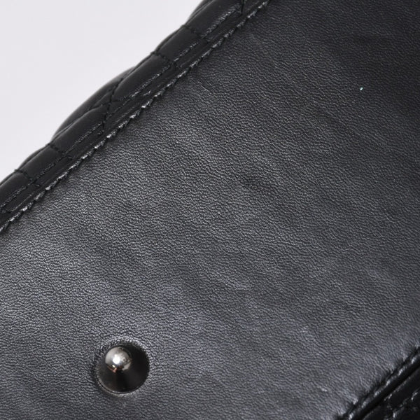 Very Good Condition Christian Dior Lady Dior Large Cannage 2WAY Handbag Black Leather Silver Hardware Used 4a000167