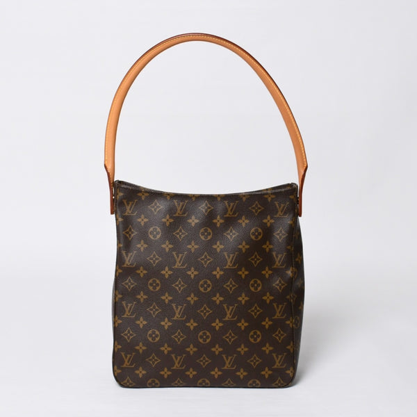 極美品 LOUIS VUITTON ルイヴィトン ルーピングGM ハンドバッグ モノグラム M51145 ブラウン ゴールド金具 中古 4a000060