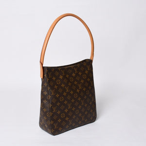 極美品 LOUIS VUITTON ルイヴィトン ルーピングGM ハンドバッグ モノグラム M51145 ブラウン ゴールド金具 中古 4a000060