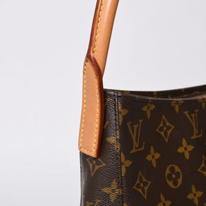 極美品 LOUIS VUITTON ルイヴィトン ルーピングGM ハンドバッグ モノグラム M51145 ブラウン ゴールド金具 中古 4a000060