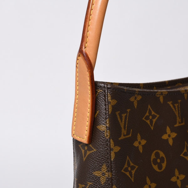 極美品 LOUIS VUITTON ルイヴィトン ルーピングGM ハンドバッグ モノグラム M51145 ブラウン ゴールド金具 中古 4a000060