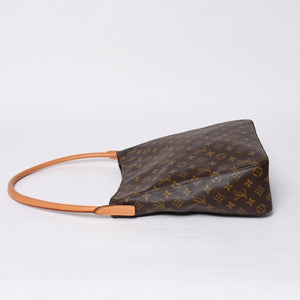 極美品 LOUIS VUITTON ルイヴィトン ルーピングGM ハンドバッグ モノグラム M51145 ブラウン ゴールド金具 中古 4a000060