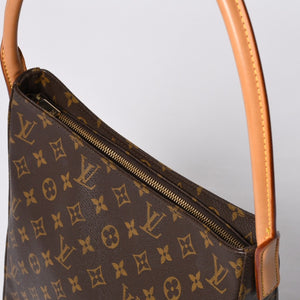 極美品 LOUIS VUITTON ルイヴィトン ルーピングGM ハンドバッグ モノグラム M51145 ブラウン ゴールド金具 中古 4a000060