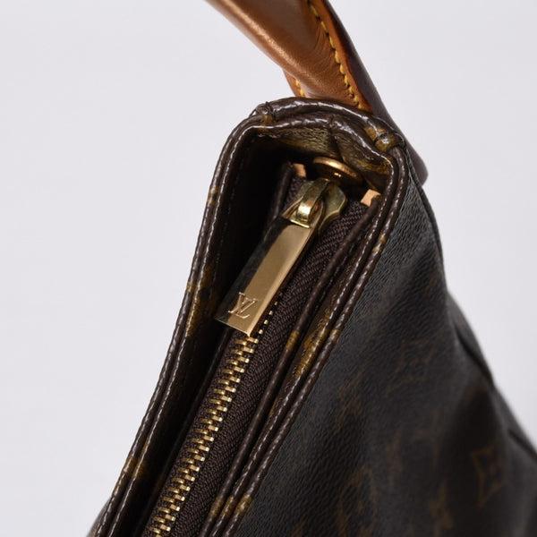 極美品 LOUIS VUITTON ルイヴィトン ルーピングGM ハンドバッグ モノグラム M51145 ブラウン ゴールド金具 中古 4a000060