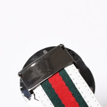 画像をギャラリービューアに読み込む, GUCCI グッチ インターロッキングG ベルト GGロゴ 121282 レザー ホワイト メタルブラック金具 美品 中古 4b014159
