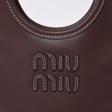 画像をギャラリービューアに読み込む, 新品同様 MIUMIU ミュウミュウ IVY MINI アイビー ミニ 2WAYバッグ 5BA281 カーフレザー ロゴパッチ ブラウン ゴールド金具 中古 4a000043