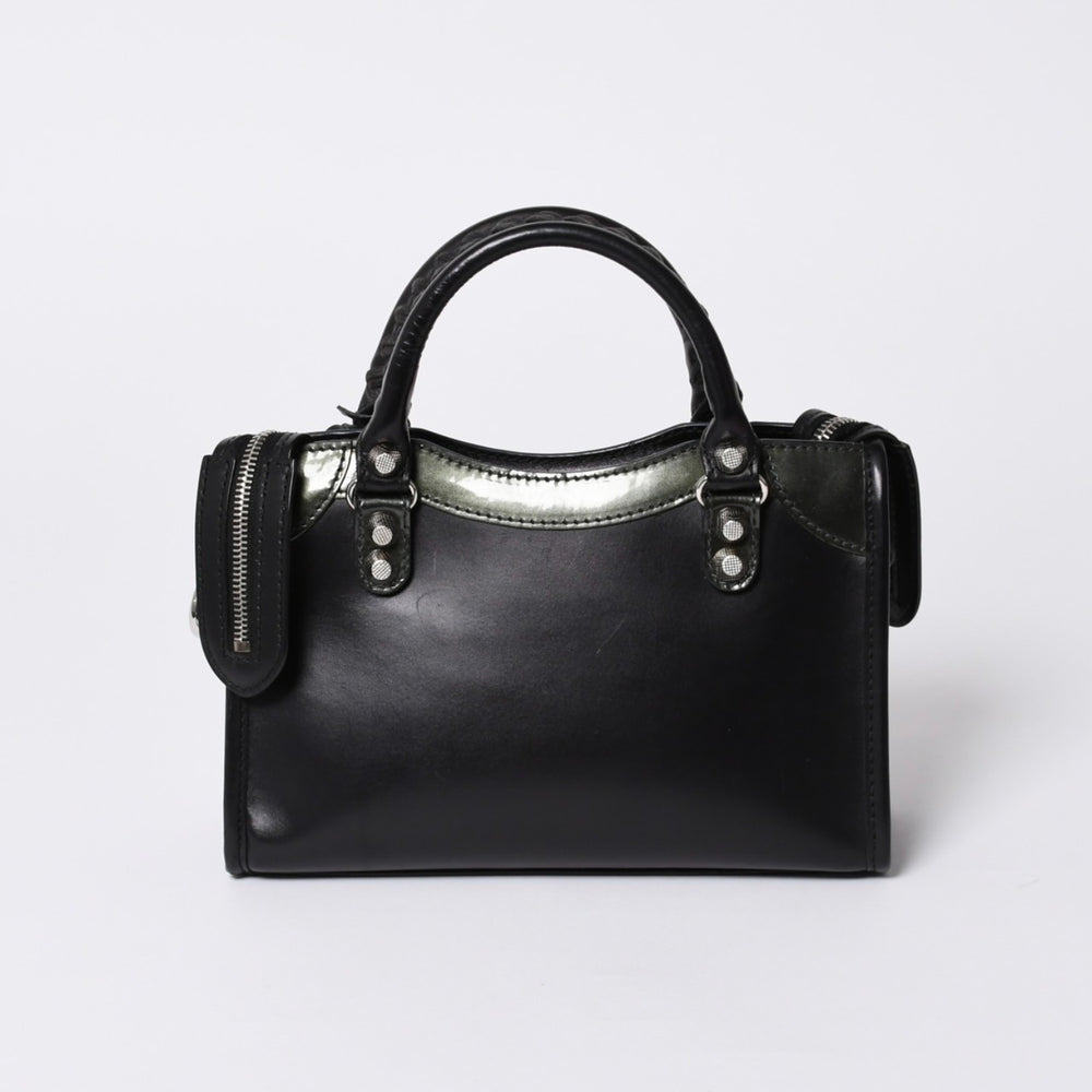 極美品 BALENCIAGA バレンシアガ ジャイアントミニシティ ハンドバッグ ショルダーバッグ 2wayブラック 509544 シルバー金具 中古 4a000045