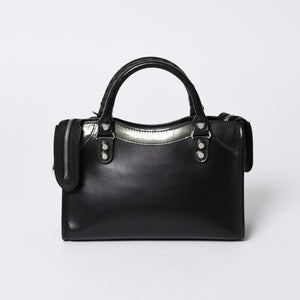 Very Good Condition BALENCIAGA Giant Mini City Handbag Shoulder Bag 2way Black 509544 Silver Hardware Used 4a000045